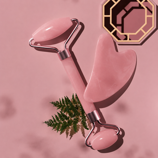 Rodillo de masaje facial y gua-sha rosa✨💖