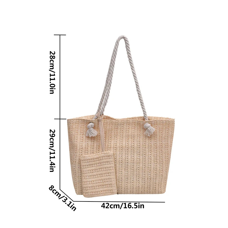 Bolso estilo rafia grande con neceser✨👜