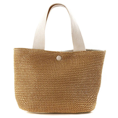 Bolso efecto rafia con asas de tela