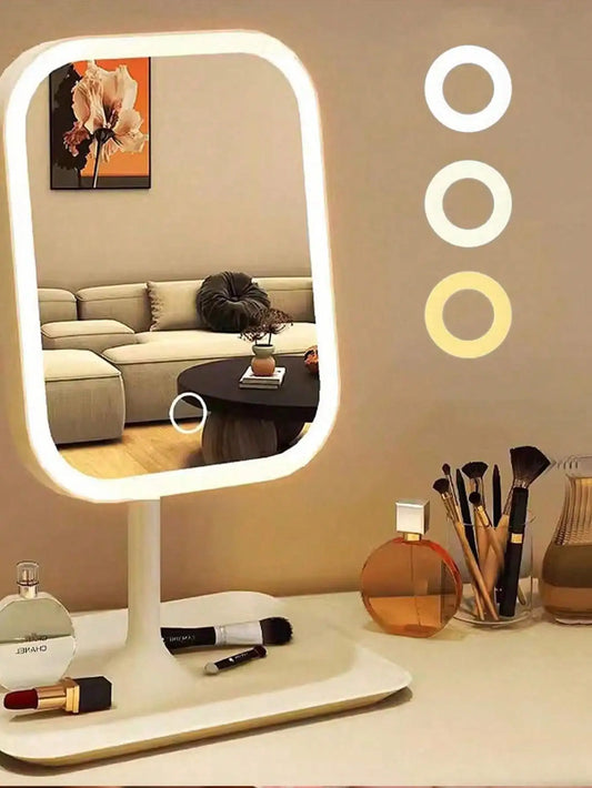 Espejo de maquillaje con luz LED
