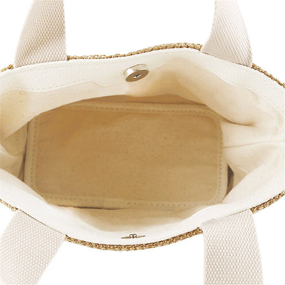 Bolso efecto rafia con asas de tela