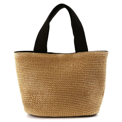 Bolso efecto rafia con asas de tela