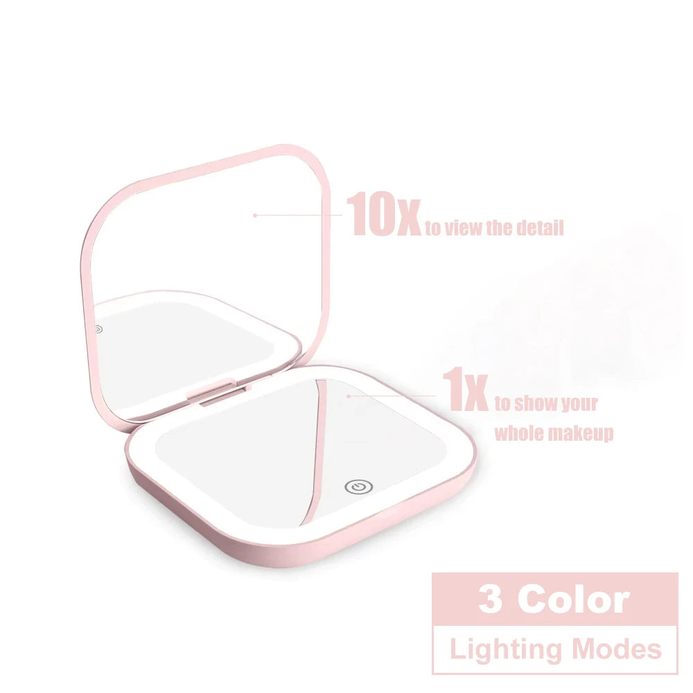 Espejo de aumento con luz para el bolso