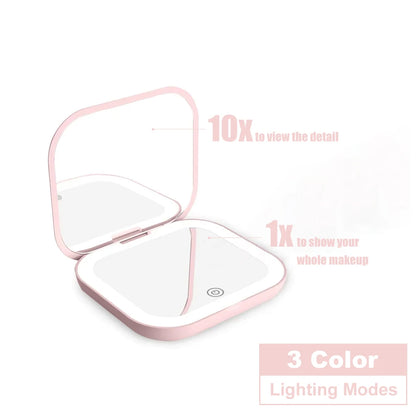 Espejo de aumento con luz para el bolso