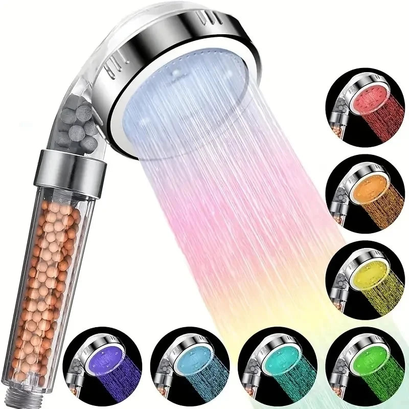 🚿✨ Cabezal de Ducha de Alta Presión con Filtro Mineral y Luces LED ✨🚿