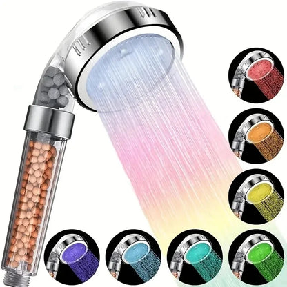 🚿✨ Cabezal de Ducha de Alta Presión con Filtro Mineral y Luces LED ✨🚿