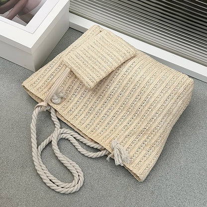 Bolso estilo rafia grande con neceser✨👜
