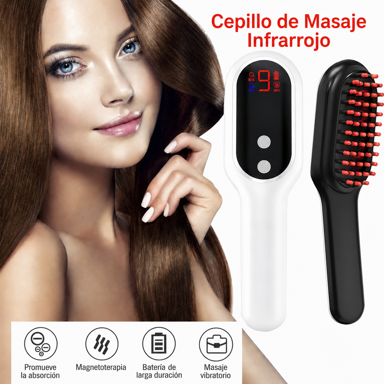 💆Cepillo anticaída con luz infrarroja y vibración