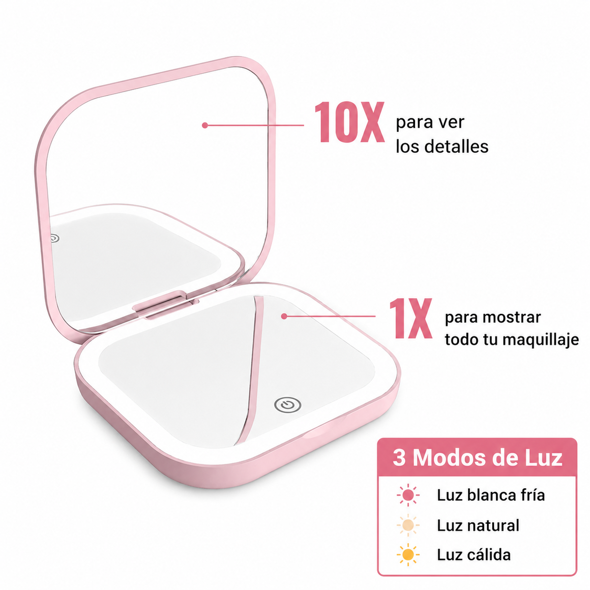 ✨💖 Espejo para el bolso con Luz LED y 3 Niveles de Brillo 💖✨