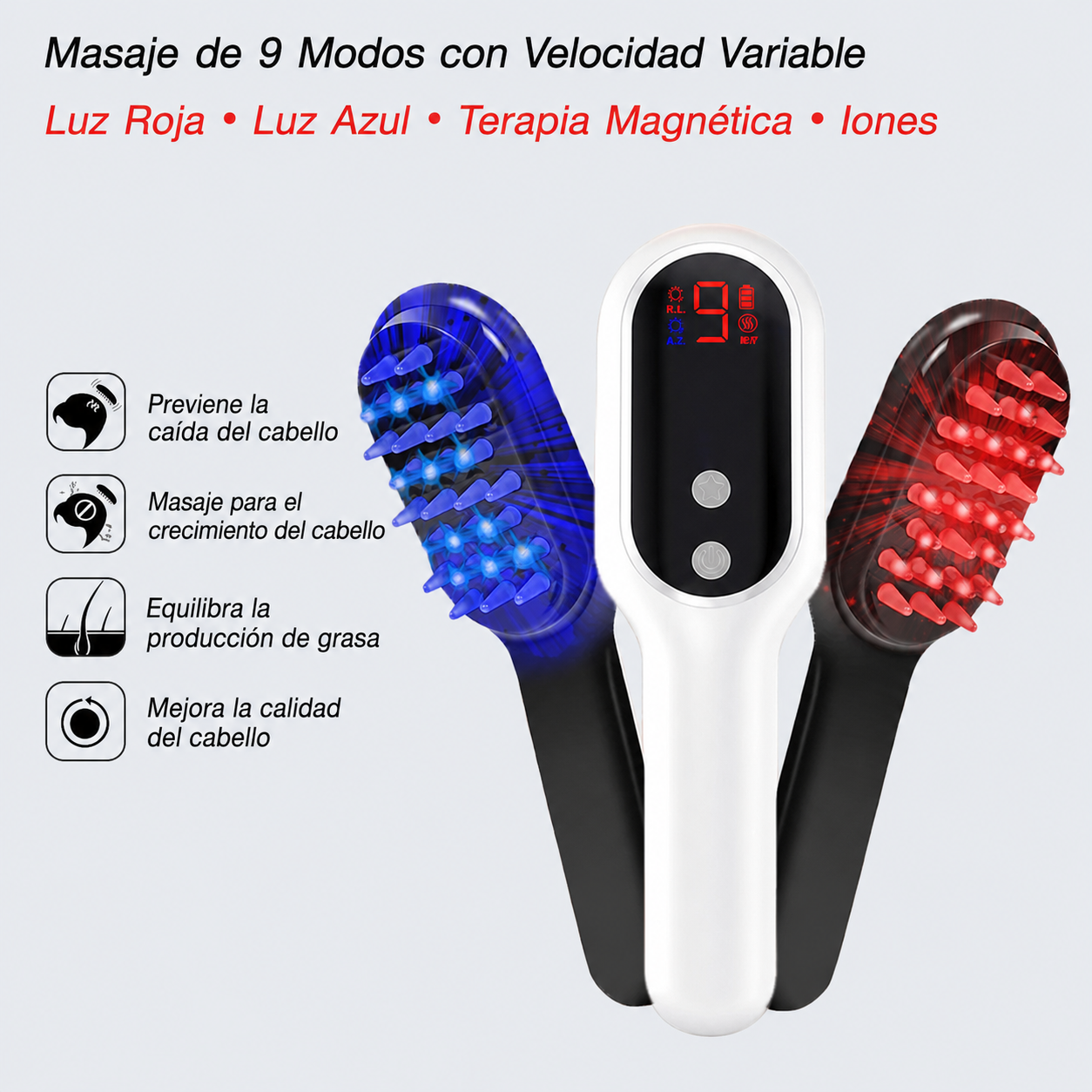 💆Cepillo anticaída con luz infrarroja y vibración