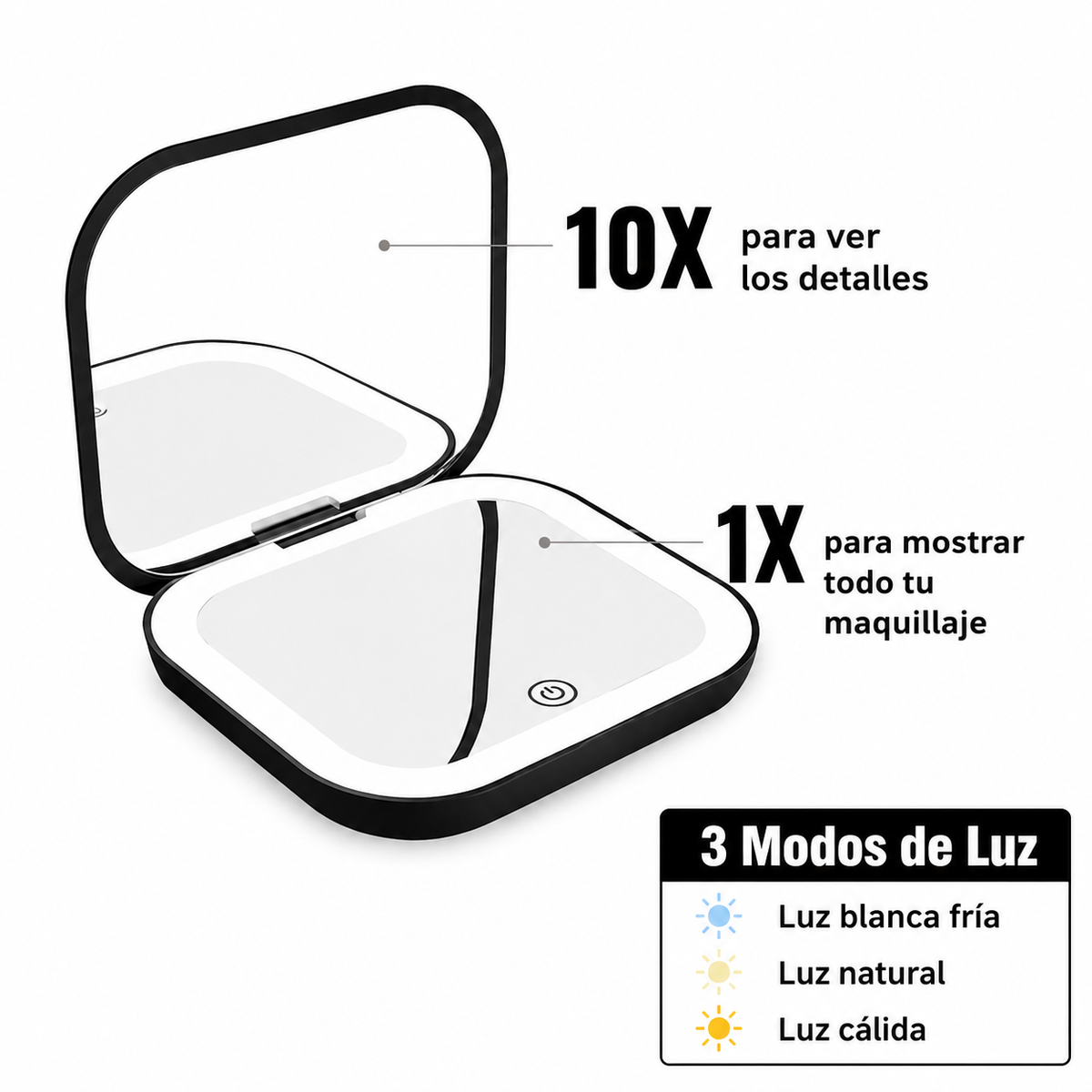 ✨💖 Espejo para el bolso con Luz LED y 3 Niveles de Brillo 💖✨
