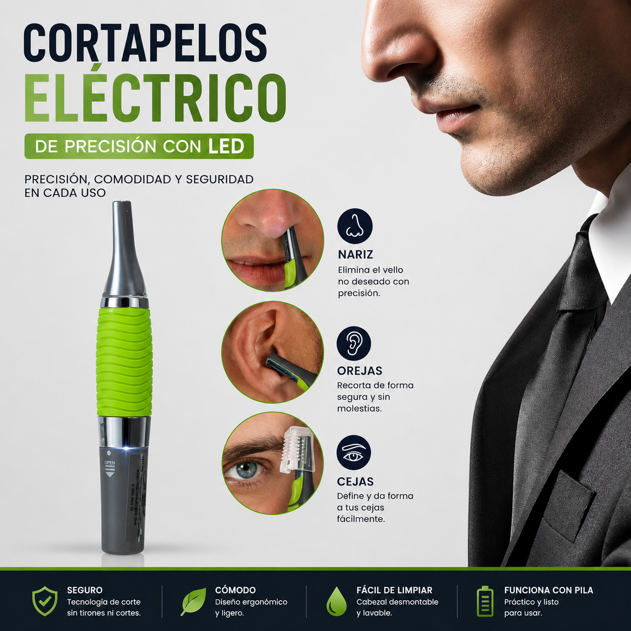 ✂️ Cortapelos eléctrico de precisión con LED