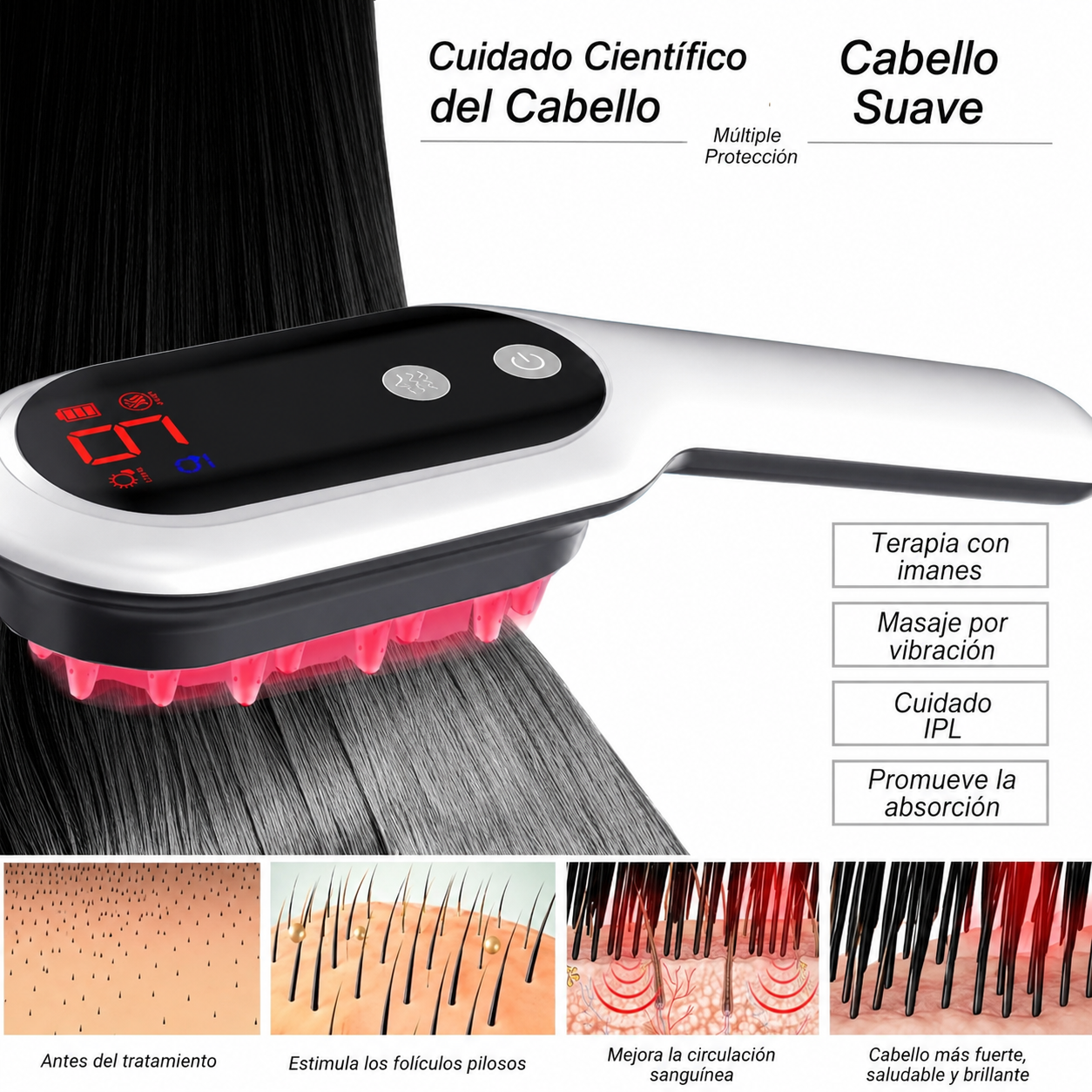 💆Cepillo anticaída con luz infrarroja y vibración
