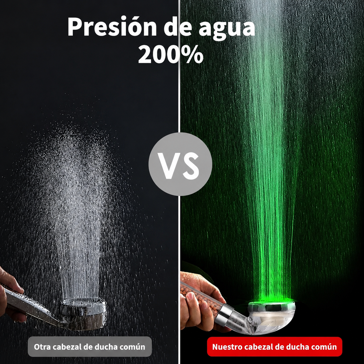 🚿✨ Cabezal de Ducha de Alta Presión con Filtro Mineral y Luces LED ✨🚿