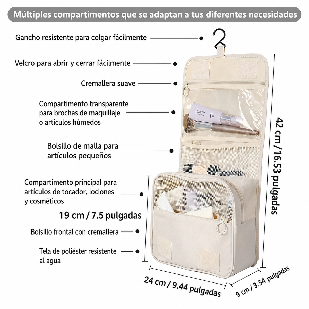 ✈️🧳 Neceser organizador de viaje con gancho 🧳✈️